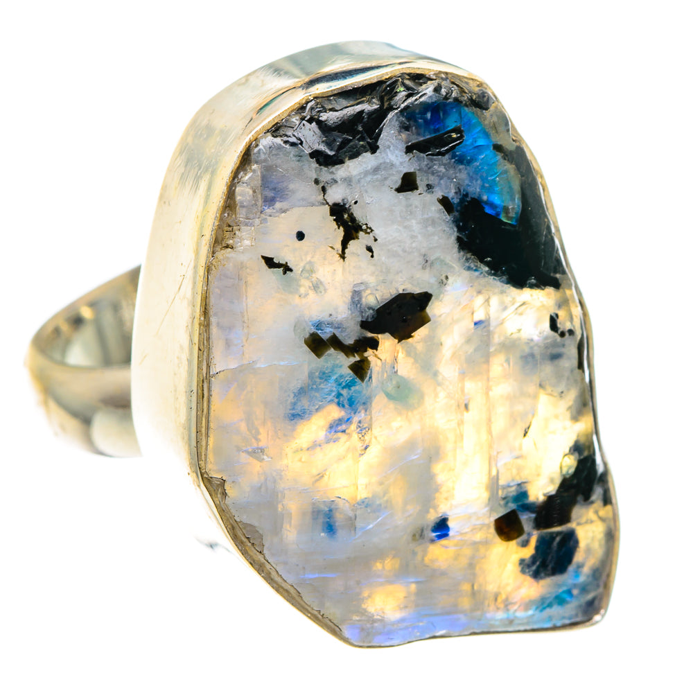 Rainbow Moonstone Rings handcrafted by Anasilvercos - RING91682