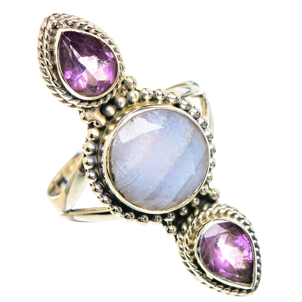 Blue Lace Agate Rings handcrafted by Anasilvercos - RING91706