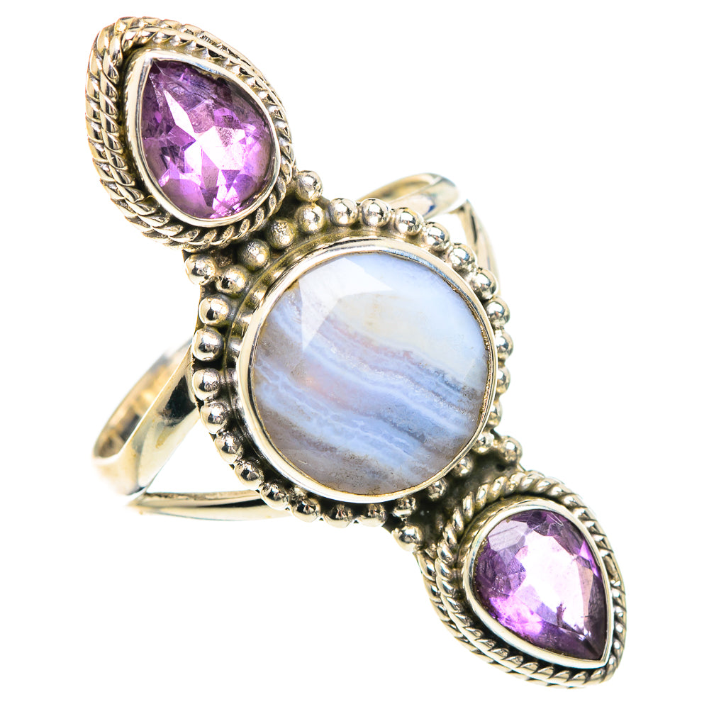 Blue Lace Agate Rings handcrafted by Anasilvercos - RING91769
