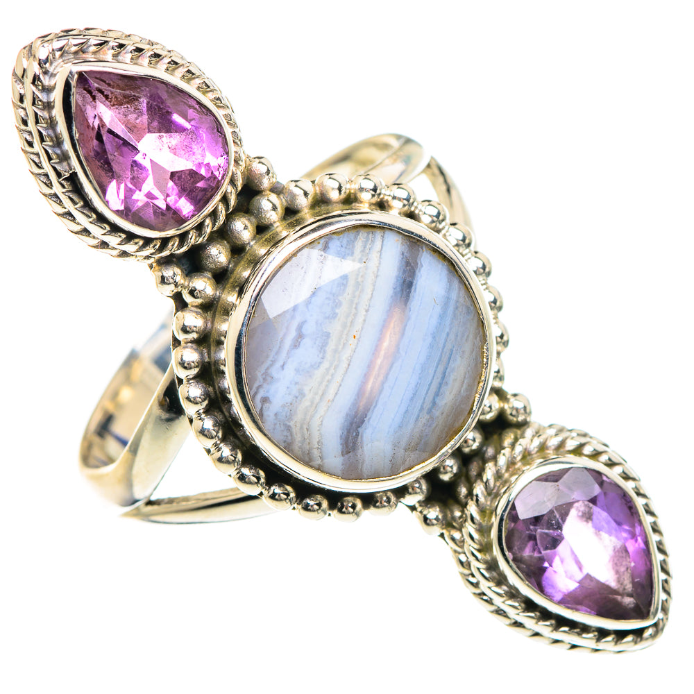 Blue Lace Agate Rings handcrafted by Anasilvercos - RING91770