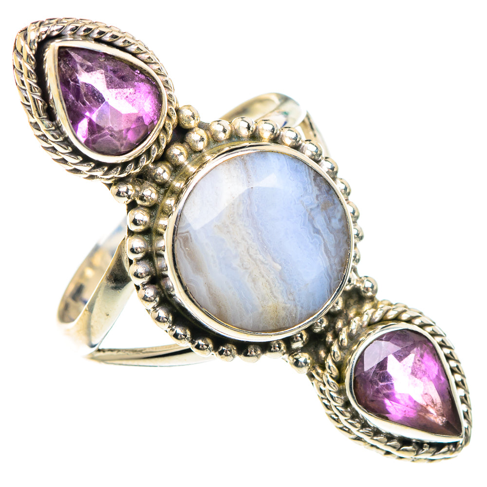 Blue Lace Agate Rings handcrafted by Anasilvercos - RING91776