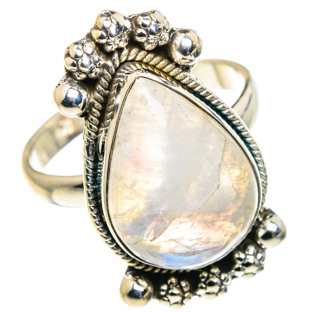 Rainbow Moonstone Rings handcrafted by Anasilvercos - RING91830