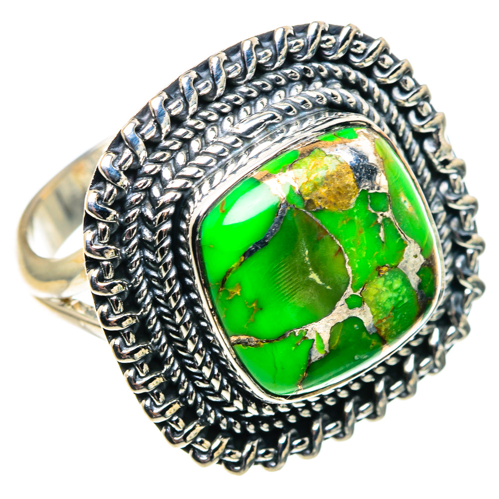 Green Copper Composite Turquoise Rings handcrafted by Anasilvercos - RING91845