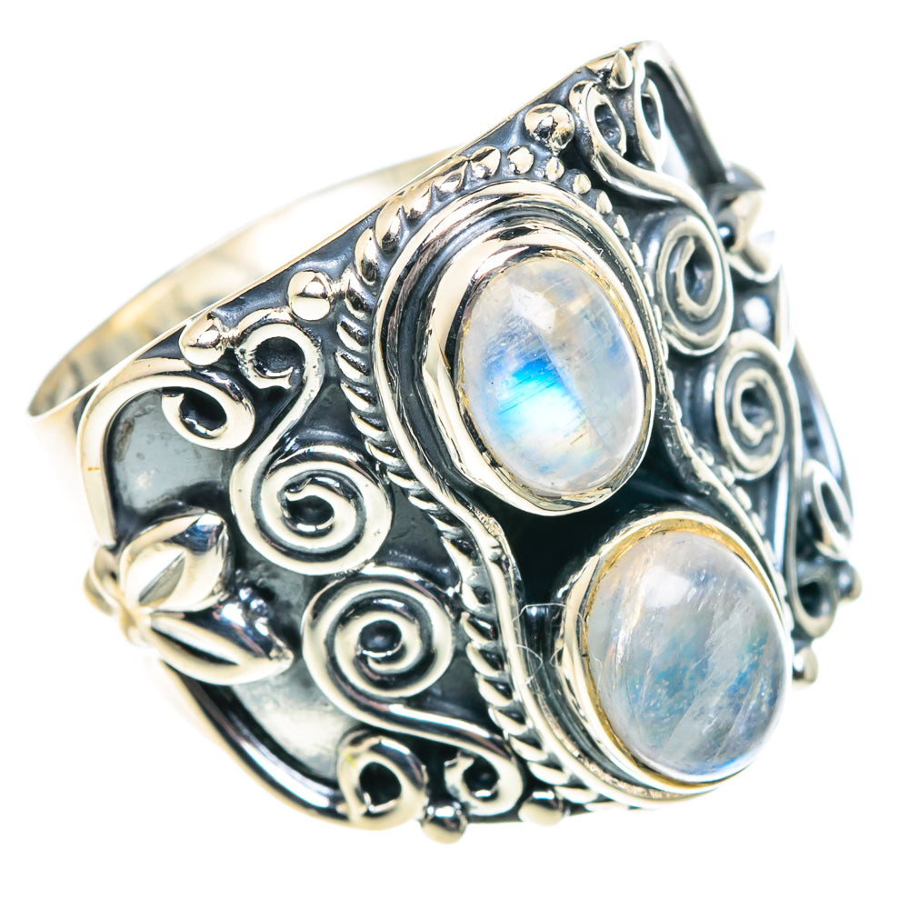 Rainbow Moonstone Rings handcrafted by Anasilvercos - RING91856