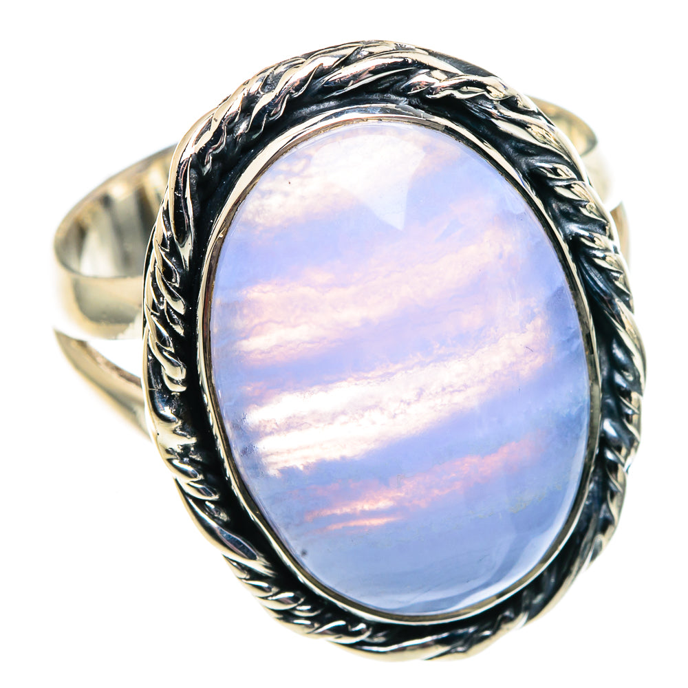 Blue Lace Agate Rings handcrafted by Anasilvercos - RING91882