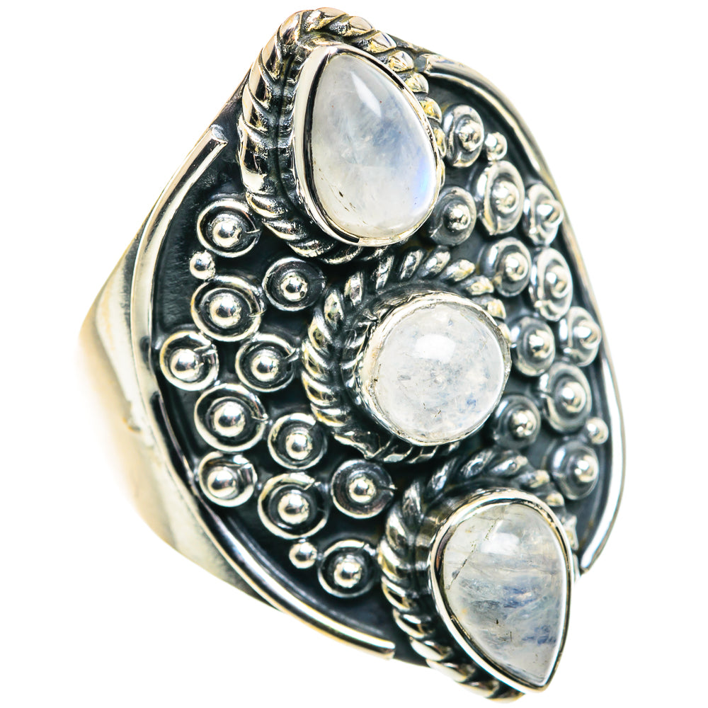 Rainbow Moonstone Rings handcrafted by Anasilvercos - RING91907