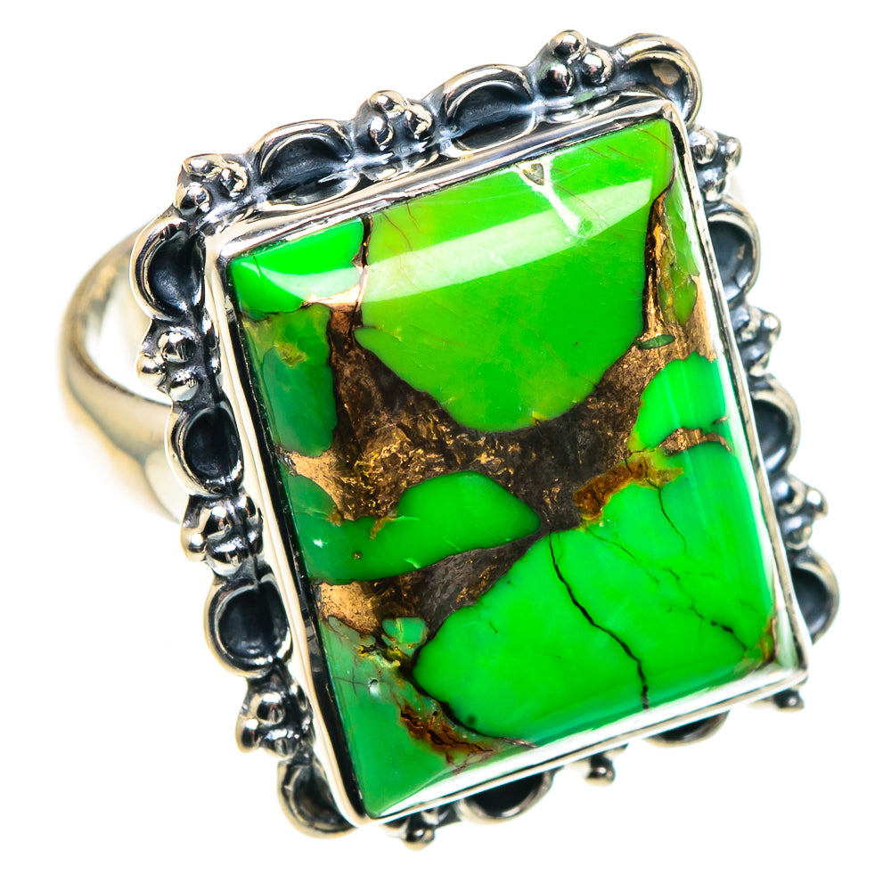 Green Copper Composite Turquoise Rings handcrafted by Anasilvercos - RING91921