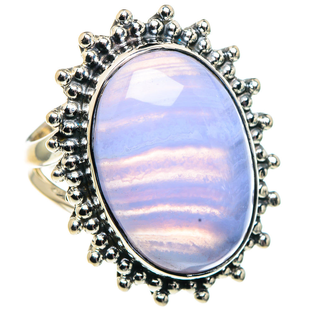 Blue Lace Agate Rings handcrafted by Anasilvercos - RING91953