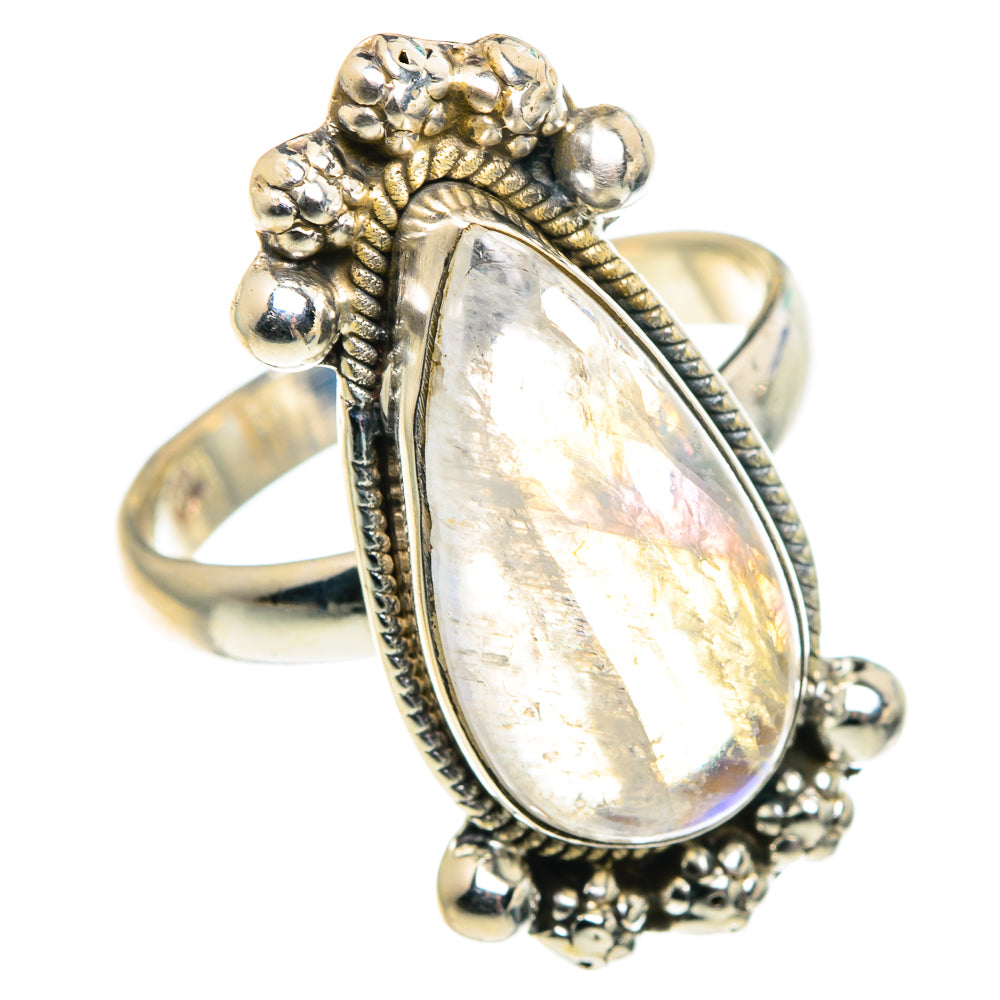 Rainbow Moonstone Rings handcrafted by Anasilvercos - RING91954