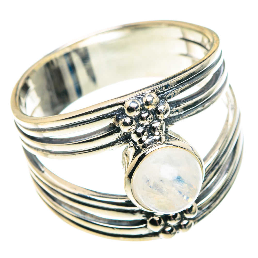 Rainbow Moonstone Rings handcrafted by Anasilvercos - RING91989