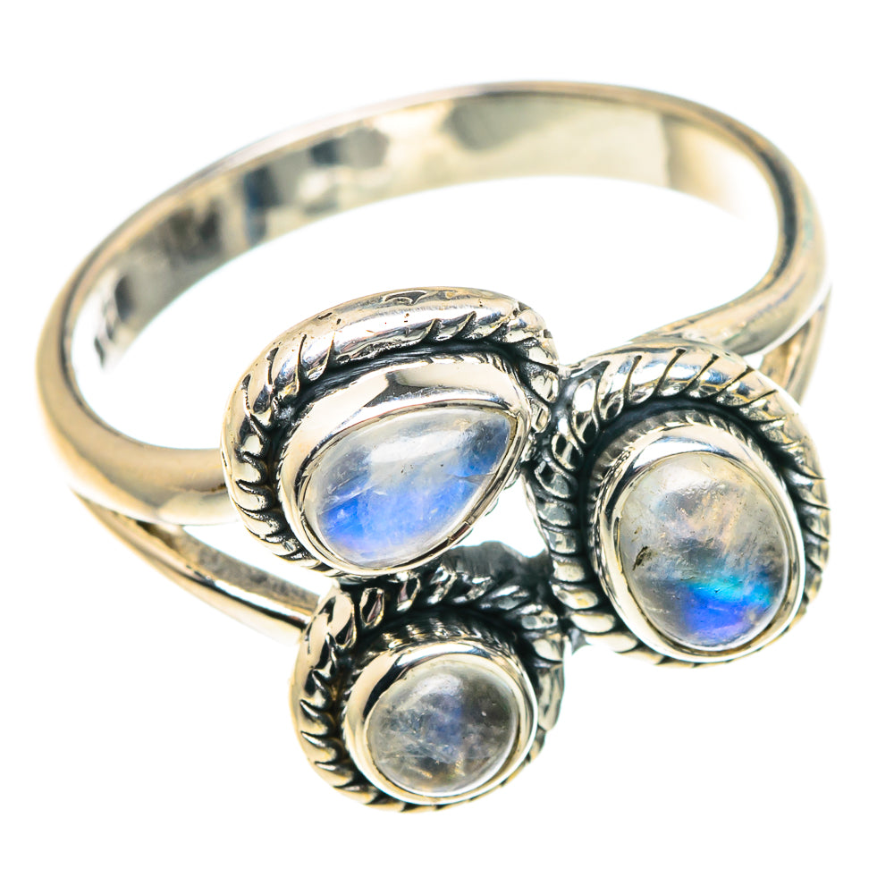 Rainbow Moonstone Rings handcrafted by Anasilvercos - RING92001