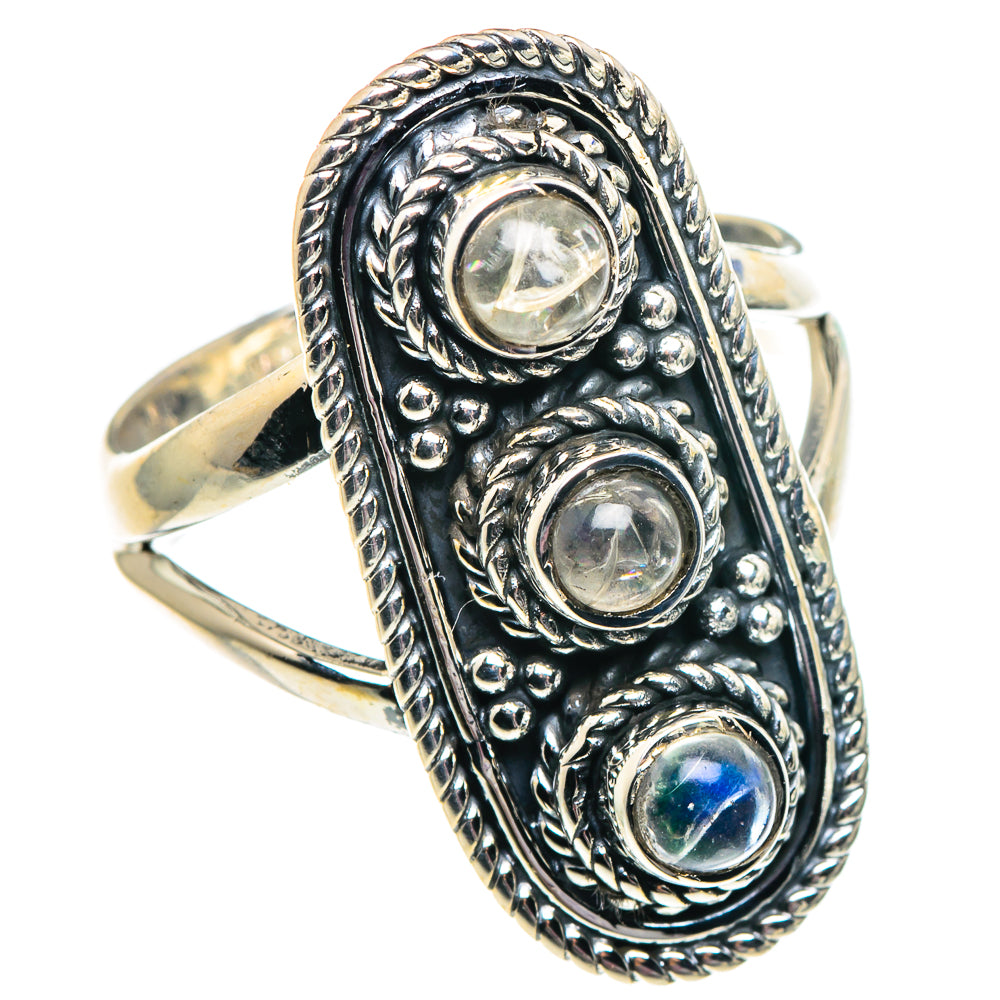 Rainbow Moonstone Rings handcrafted by Anasilvercos - RING92002 - Photo 2