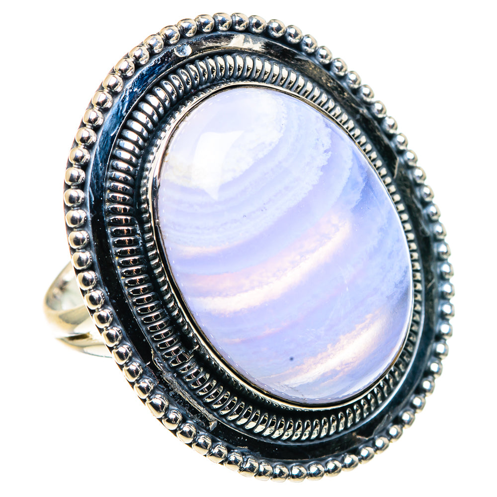 Blue Lace Agate Rings handcrafted by Anasilvercos - RING92004