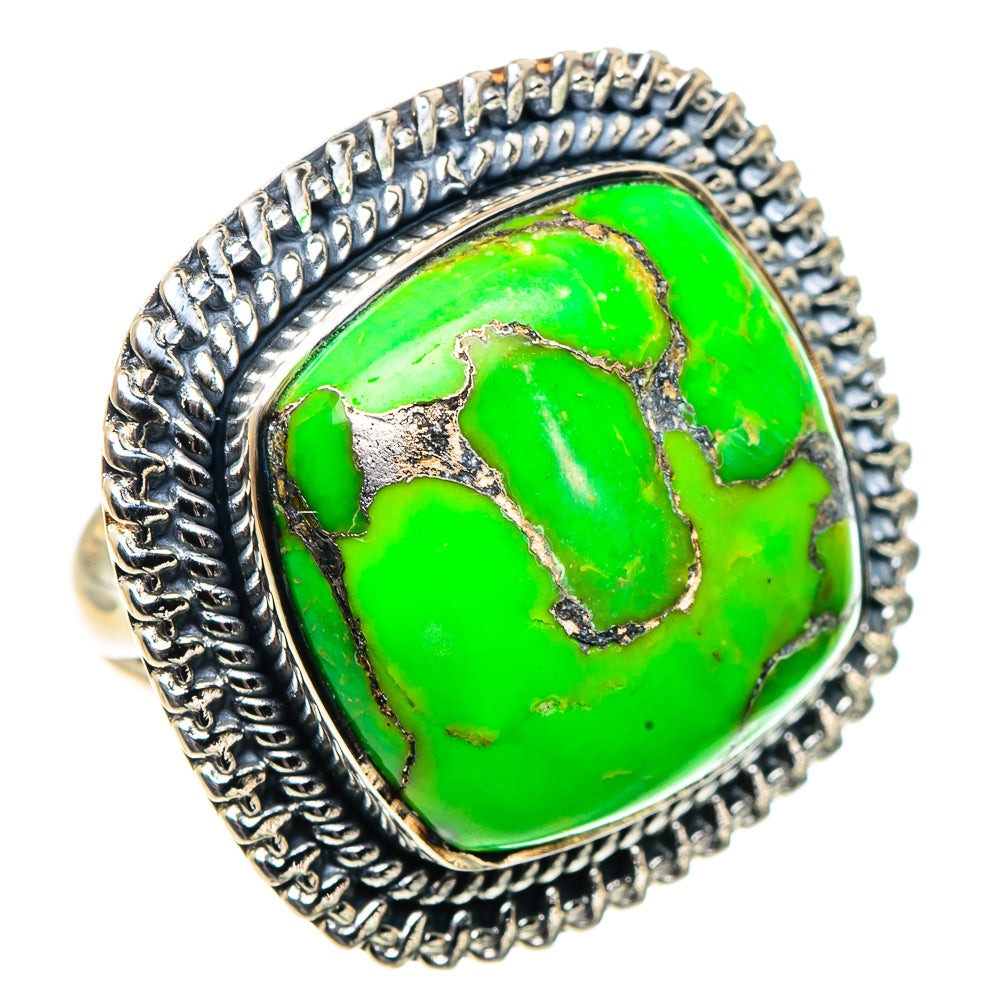 Green Copper Composite Turquoise Rings handcrafted by Anasilvercos - RING92014