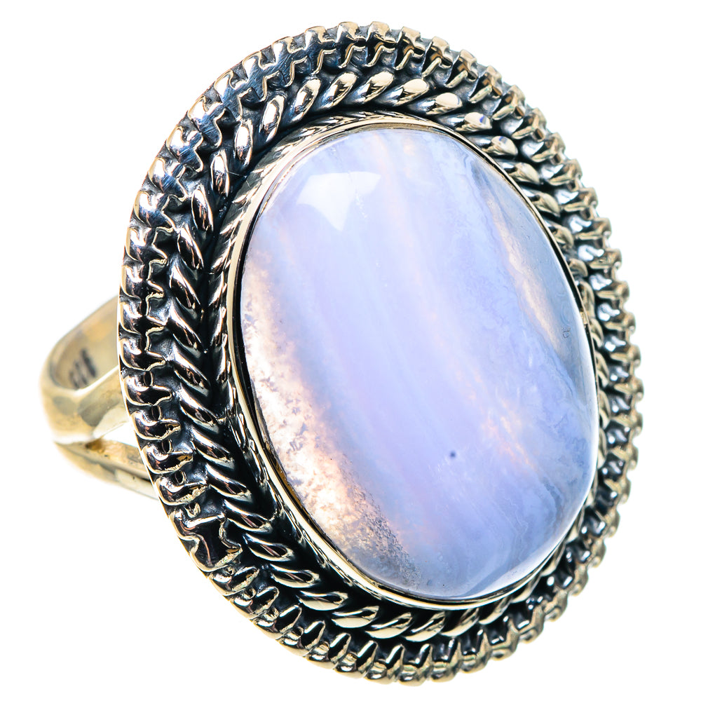 Blue Lace Agate Rings handcrafted by Anasilvercos - RING92036
