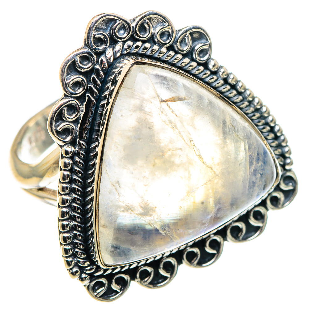 Rainbow Moonstone Rings handcrafted by Anasilvercos - RING92037