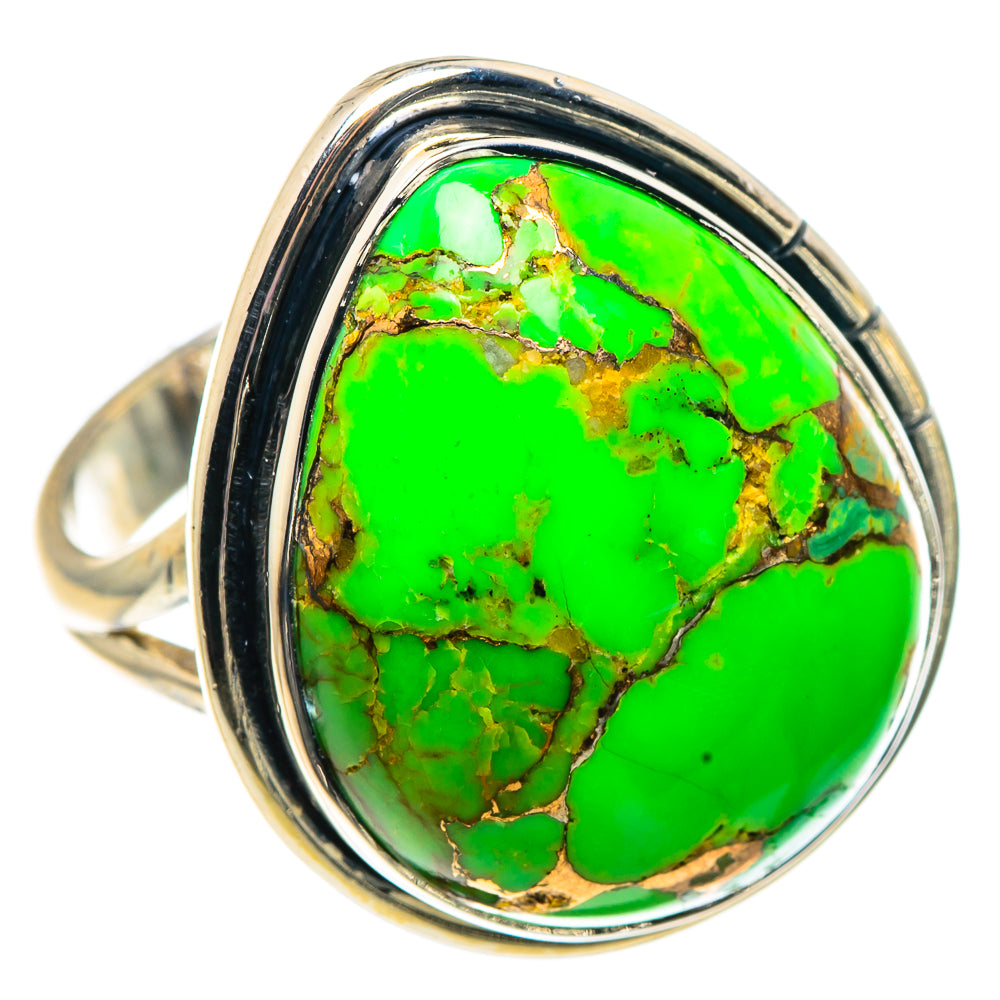 Green Copper Composite Turquoise Rings handcrafted by Anasilvercos - RING92056