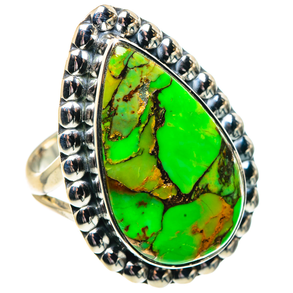 Green Copper Composite Turquoise Rings handcrafted by Anasilvercos - RING92086