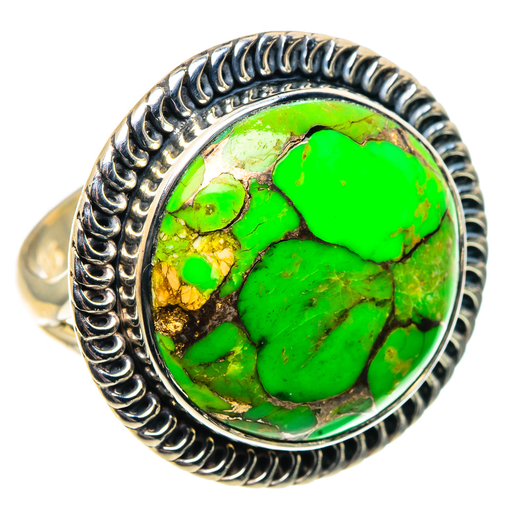 Green Copper Composite Turquoise Rings handcrafted by Anasilvercos - RING92104