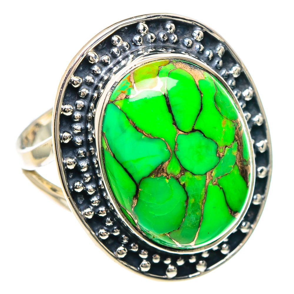 Green Copper Composite Turquoise Rings handcrafted by Anasilvercos - RING92127