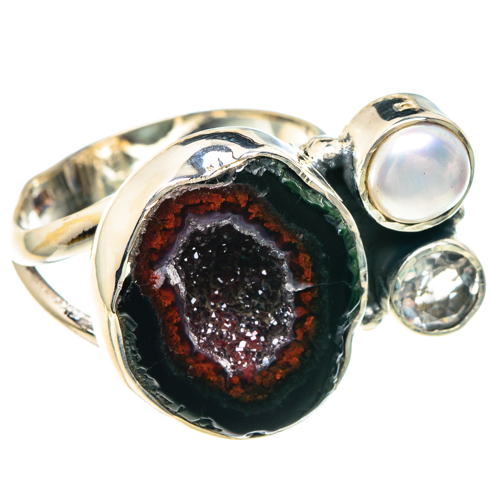 Coconut Geode Druzy Rings handcrafted by Anasilvercos - RING92155