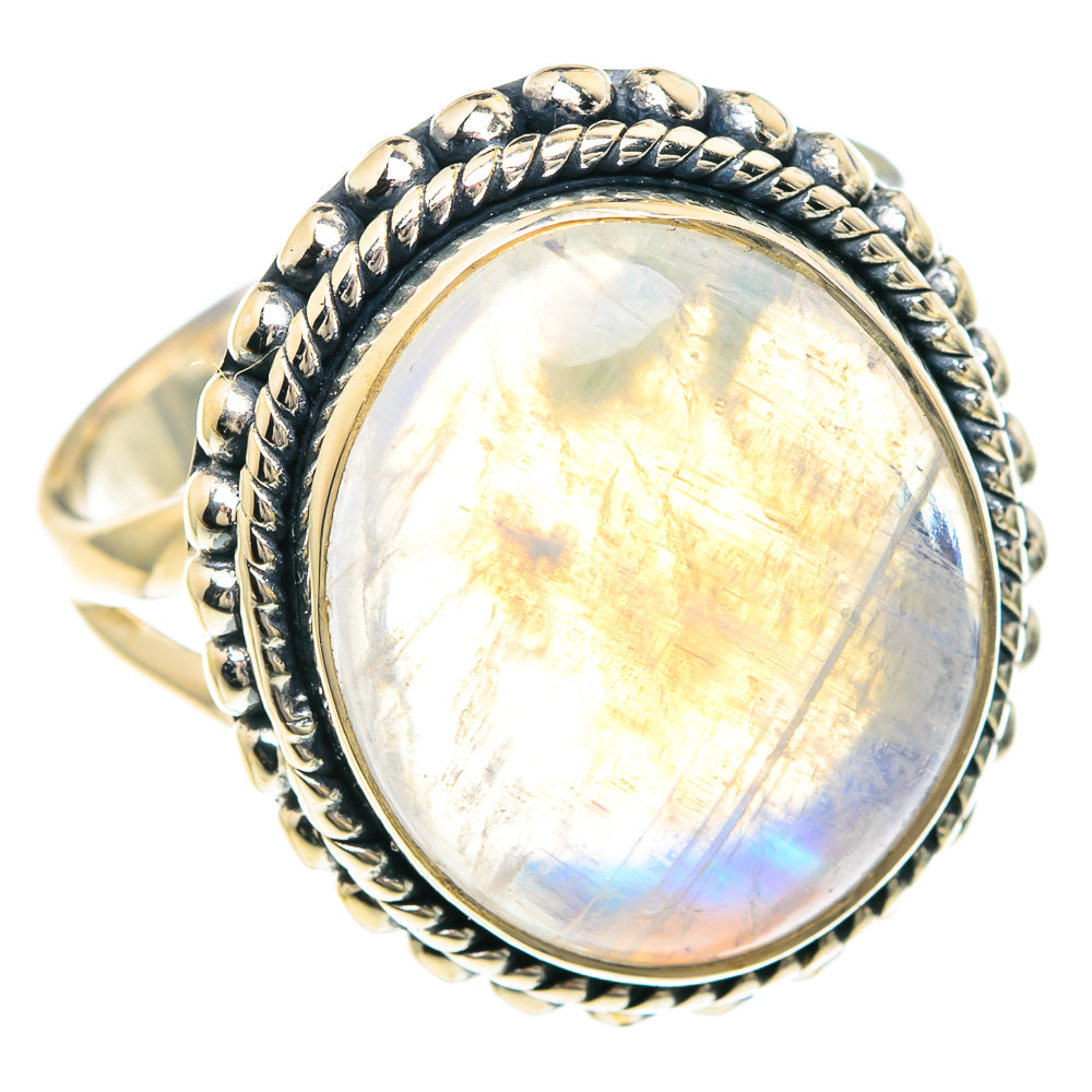 Rainbow Moonstone Rings handcrafted by Anasilvercos - RING92168