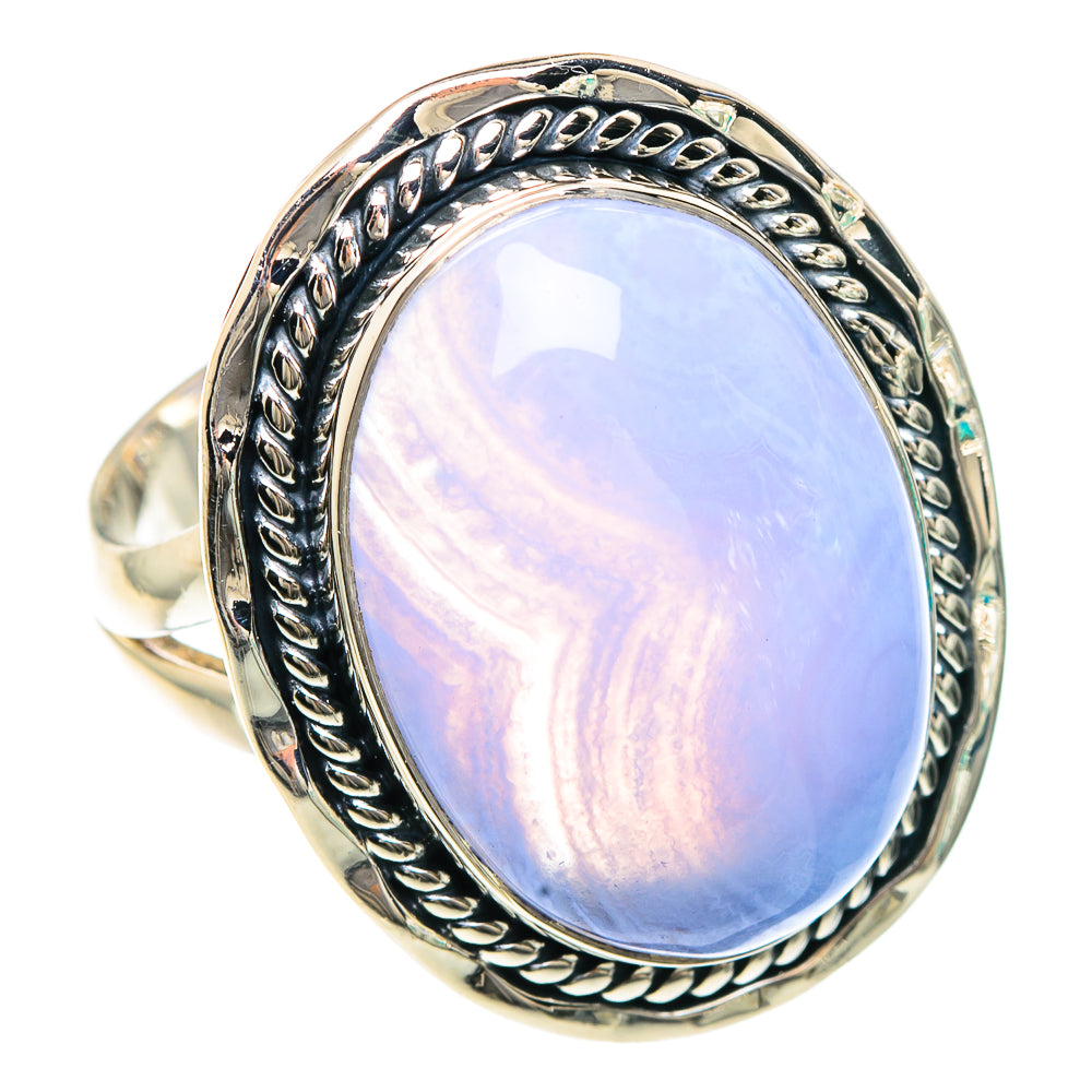 Blue Lace Agate Rings handcrafted by Anasilvercos - RING92192