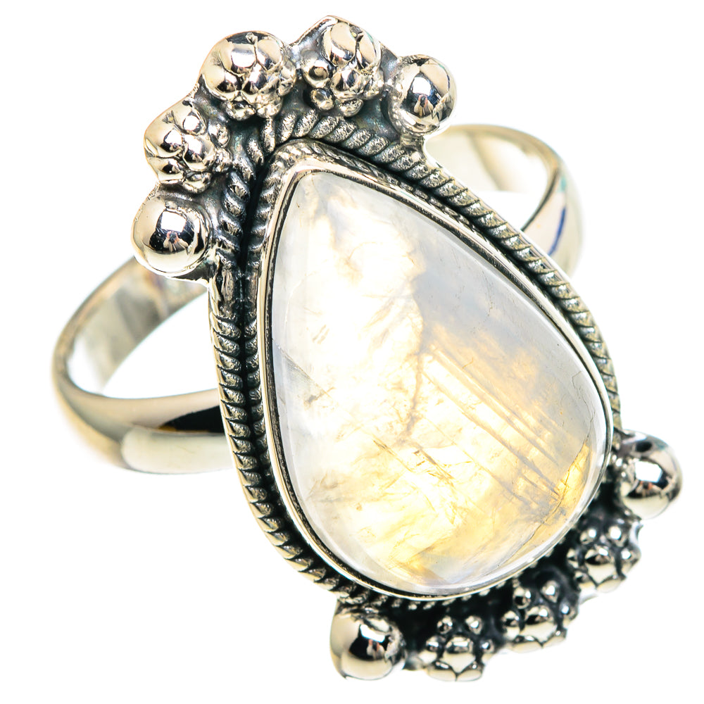 Rainbow Moonstone Rings handcrafted by Anasilvercos - RING92211