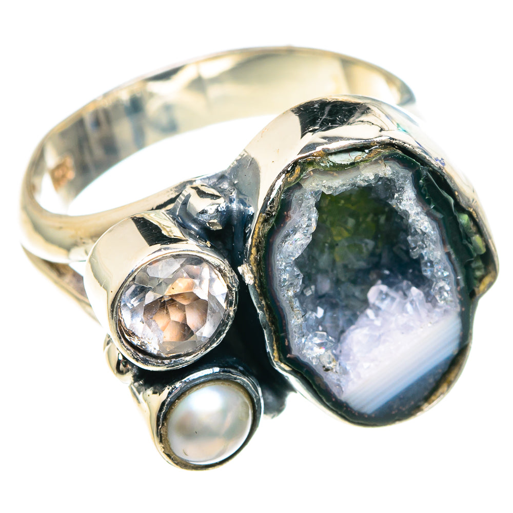 Coconut Geode Slice Rings handcrafted by Anasilvercos - RING92250