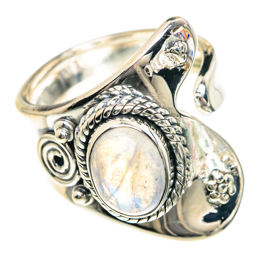 Rainbow Moonstone Rings handcrafted by Anasilvercos - RING92251