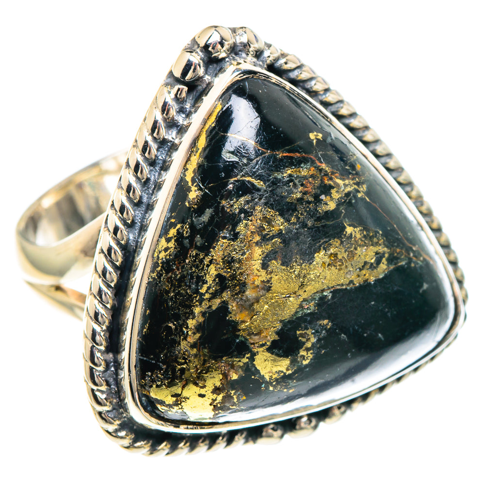 Pyrite In Black Onyx Rings handcrafted by Anasilvercos - RING92312