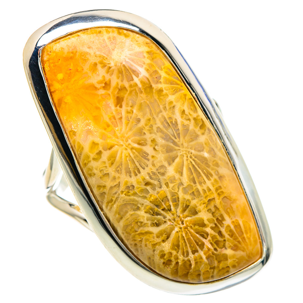 Fossil Coral Rings handcrafted by Anasilvercos - RING92338