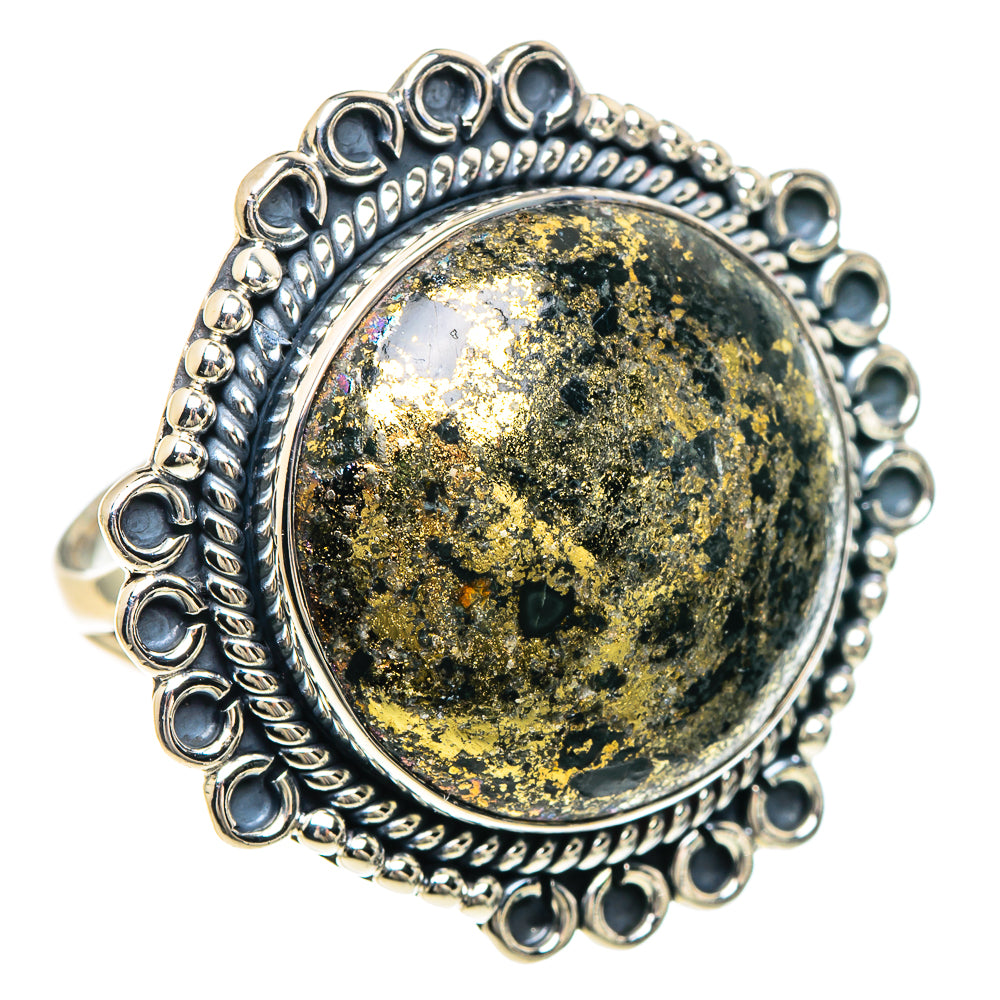 Pyrite In Black Onyx Rings handcrafted by Anasilvercos - RING92347