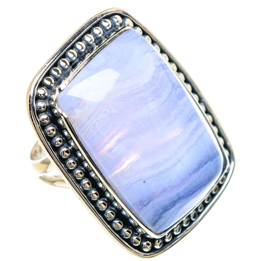 Blue Lace Agate Rings handcrafted by Anasilvercos - RING92350
