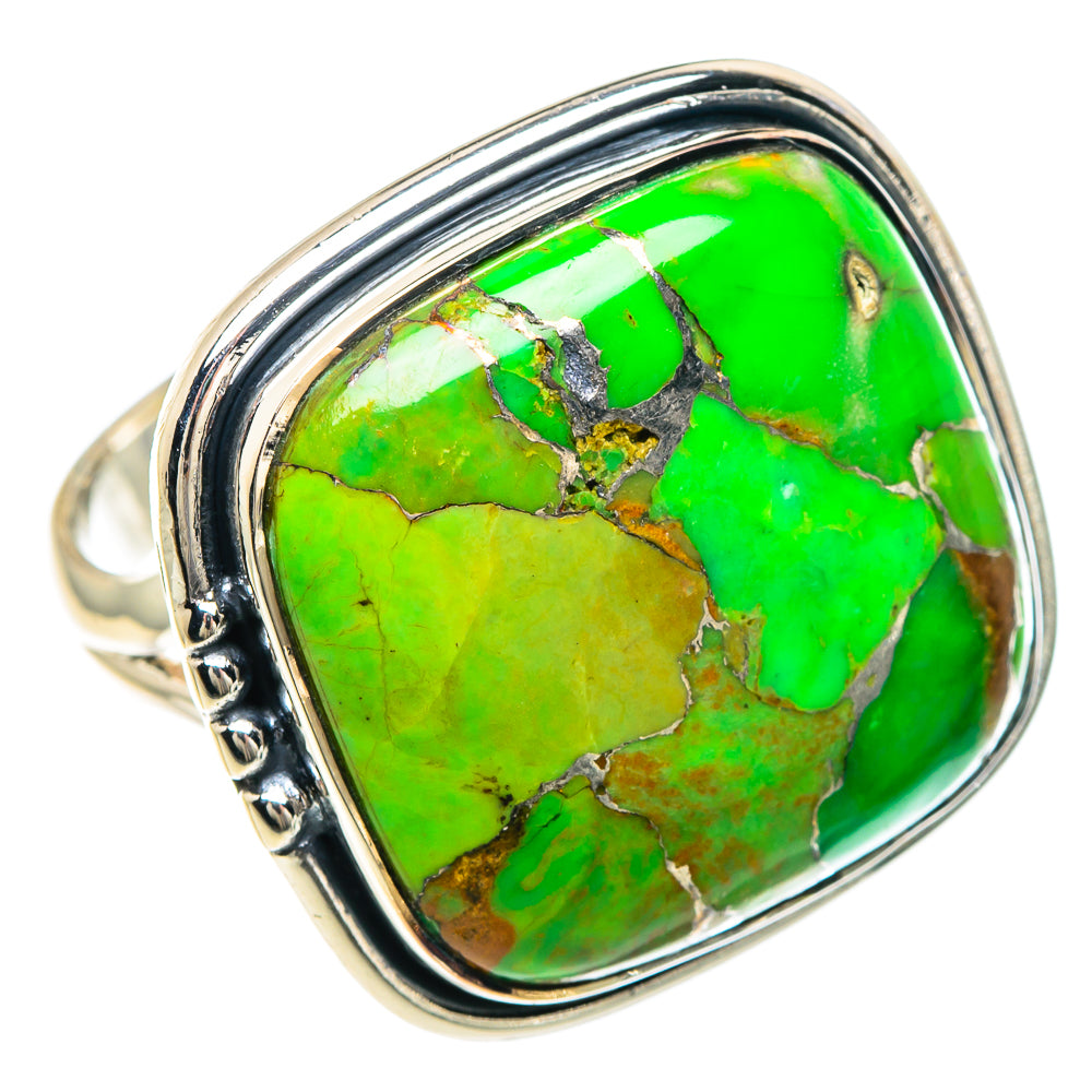 Green Copper Composite Turquoise Rings handcrafted by Anasilvercos - RING92358
