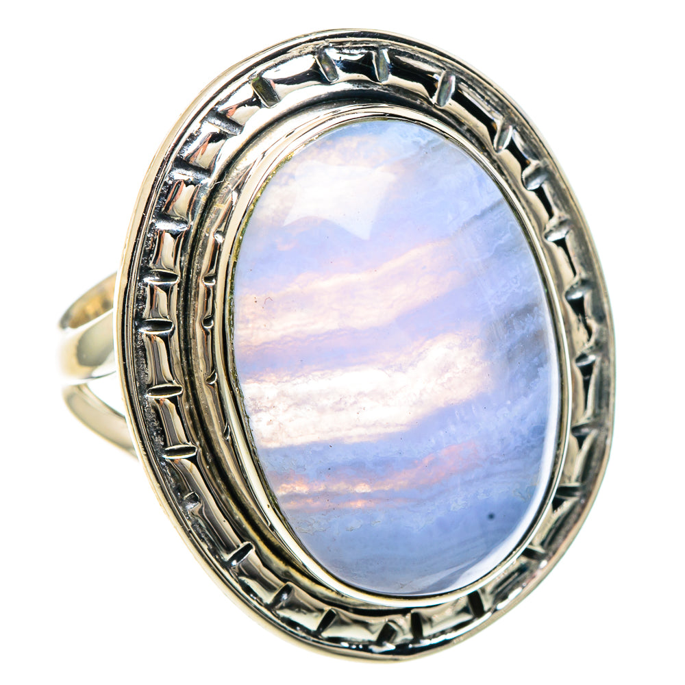 Blue Lace Agate Rings handcrafted by Anasilvercos - RING92383