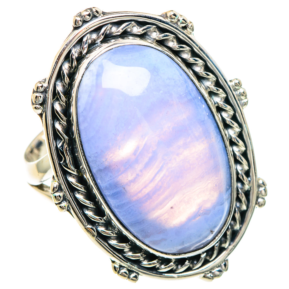 Blue Lace Agate Rings handcrafted by Anasilvercos - RING92414