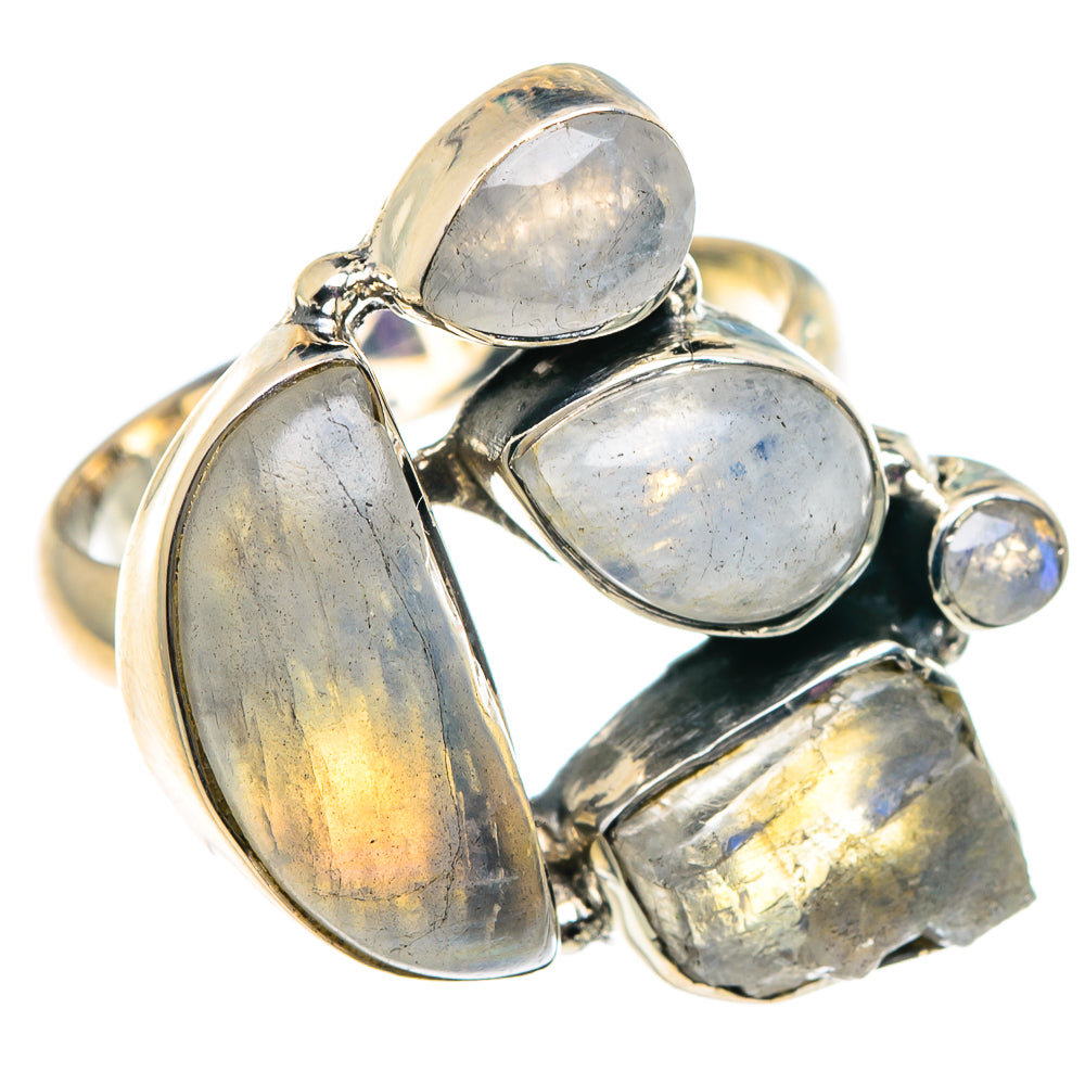 Rainbow Moonstone Rings handcrafted by Anasilvercos - RING92441