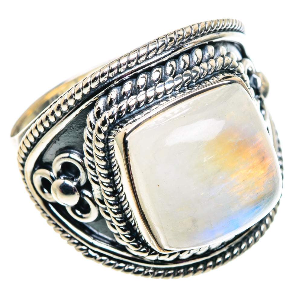 Rainbow Moonstone Rings handcrafted by Anasilvercos - RING92466