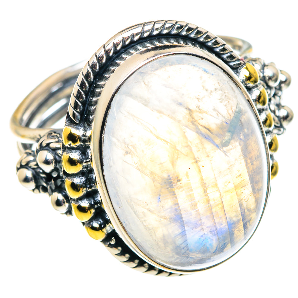 Rainbow Moonstone Rings handcrafted by Anasilvercos - RING92467