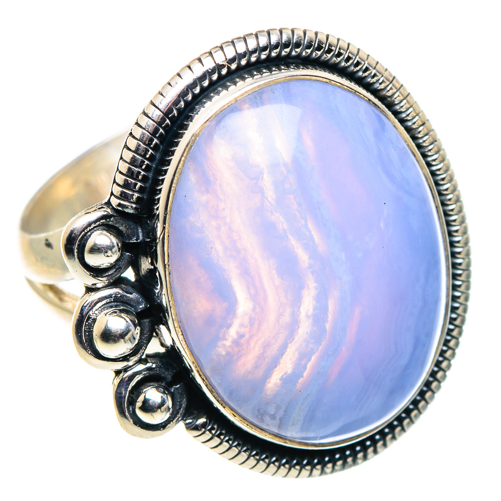 Blue Lace Agate Rings handcrafted by Anasilvercos - RING92487
