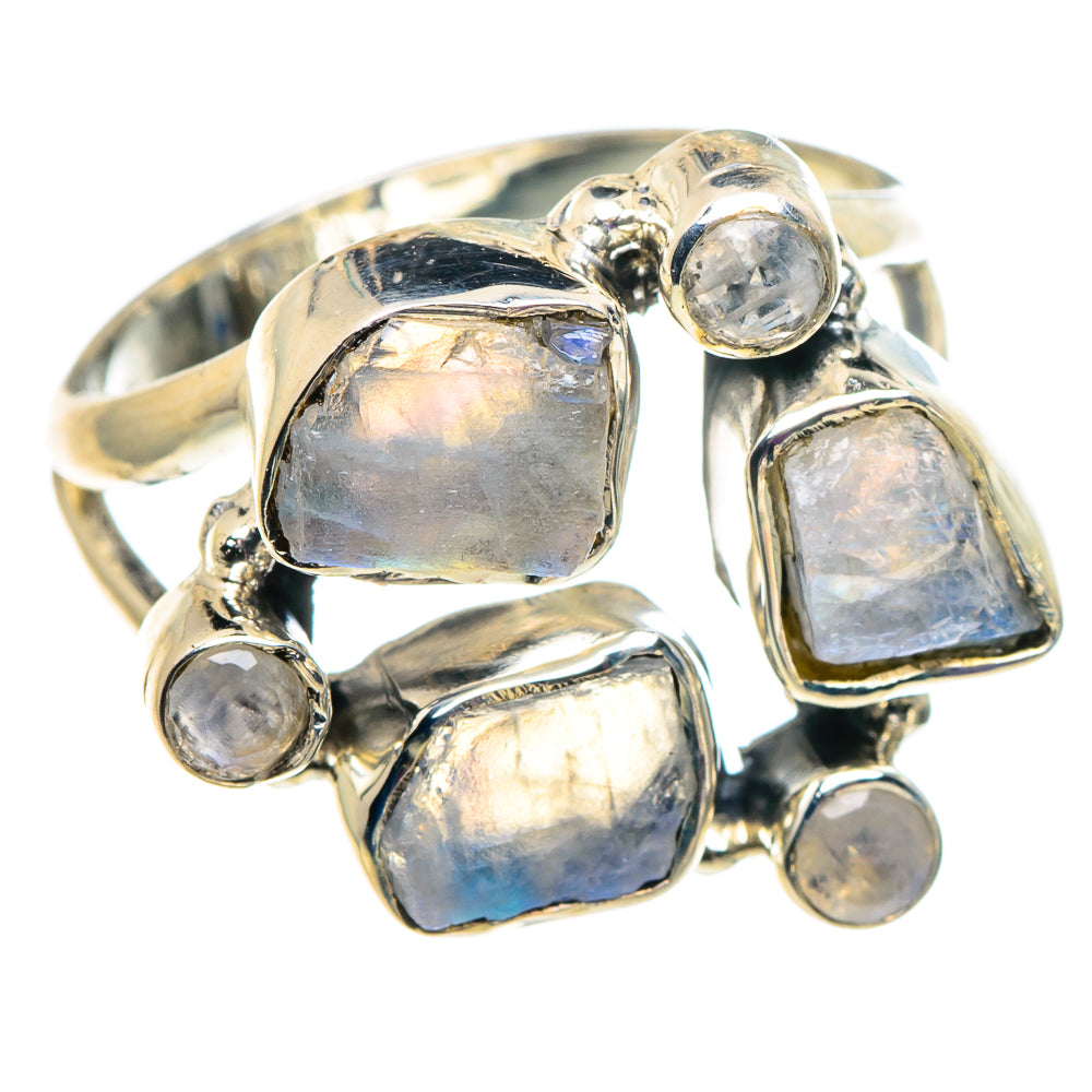 Rainbow Moonstone Rings handcrafted by Anasilvercos - RING92503
