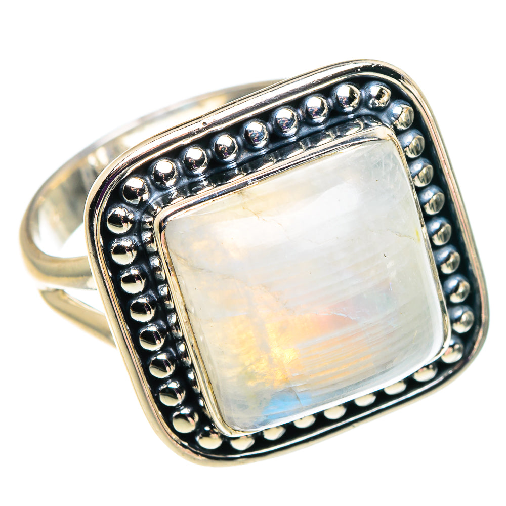 Rainbow Moonstone Rings handcrafted by Anasilvercos - RING92530