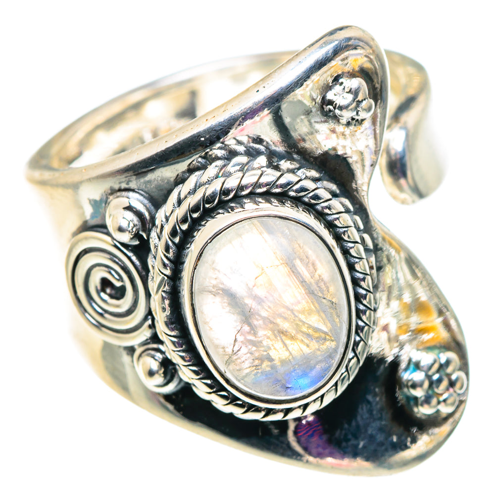 Rainbow Moonstone Rings handcrafted by Anasilvercos - RING92568