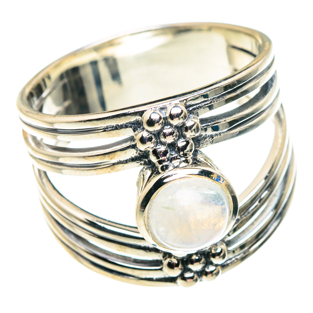 Rainbow Moonstone Rings handcrafted by Anasilvercos - RING92575