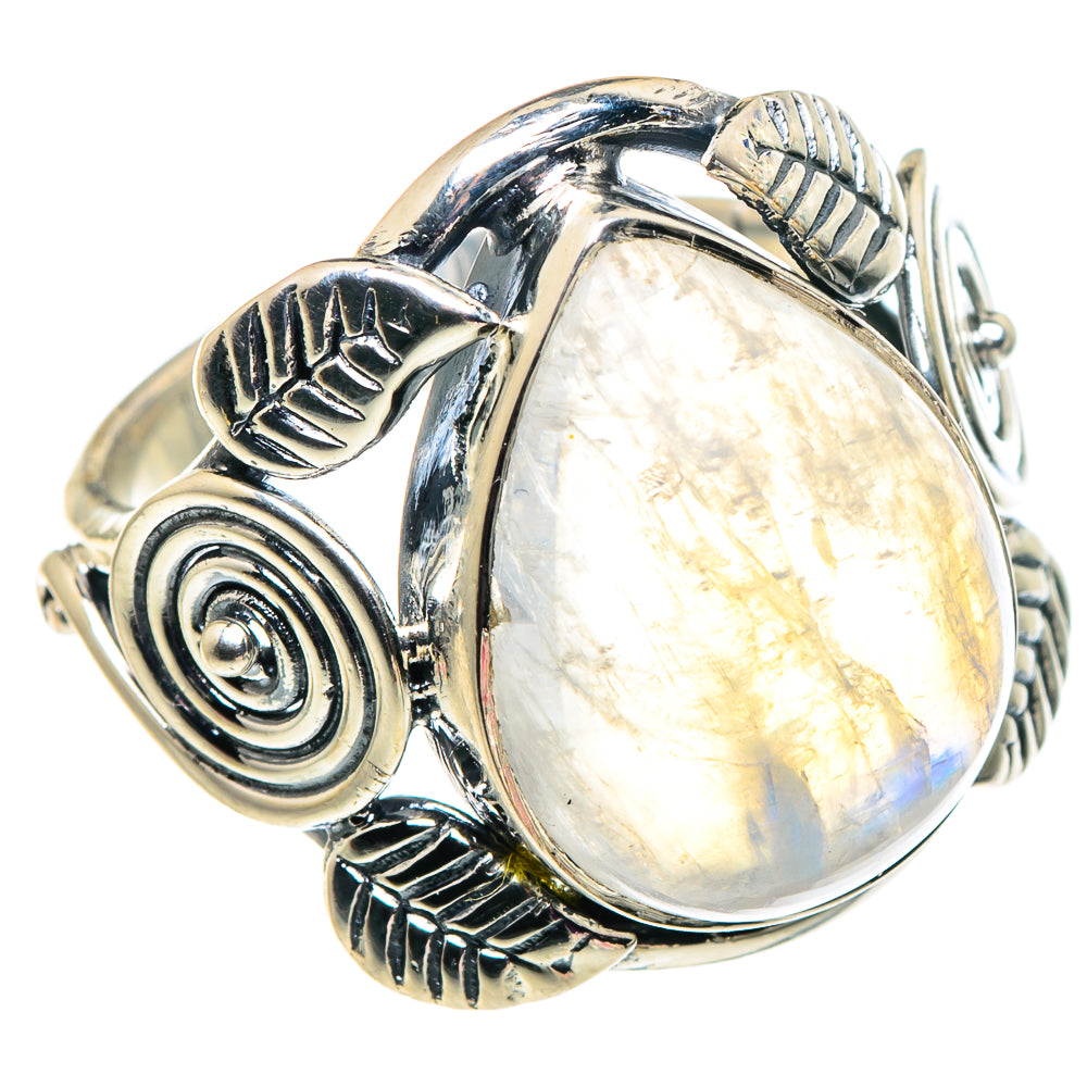 Rainbow Moonstone Rings handcrafted by Anasilvercos - RING92576