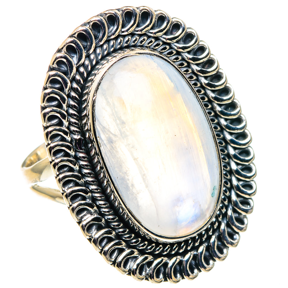 Rainbow Moonstone Rings handcrafted by Anasilvercos - RING92580