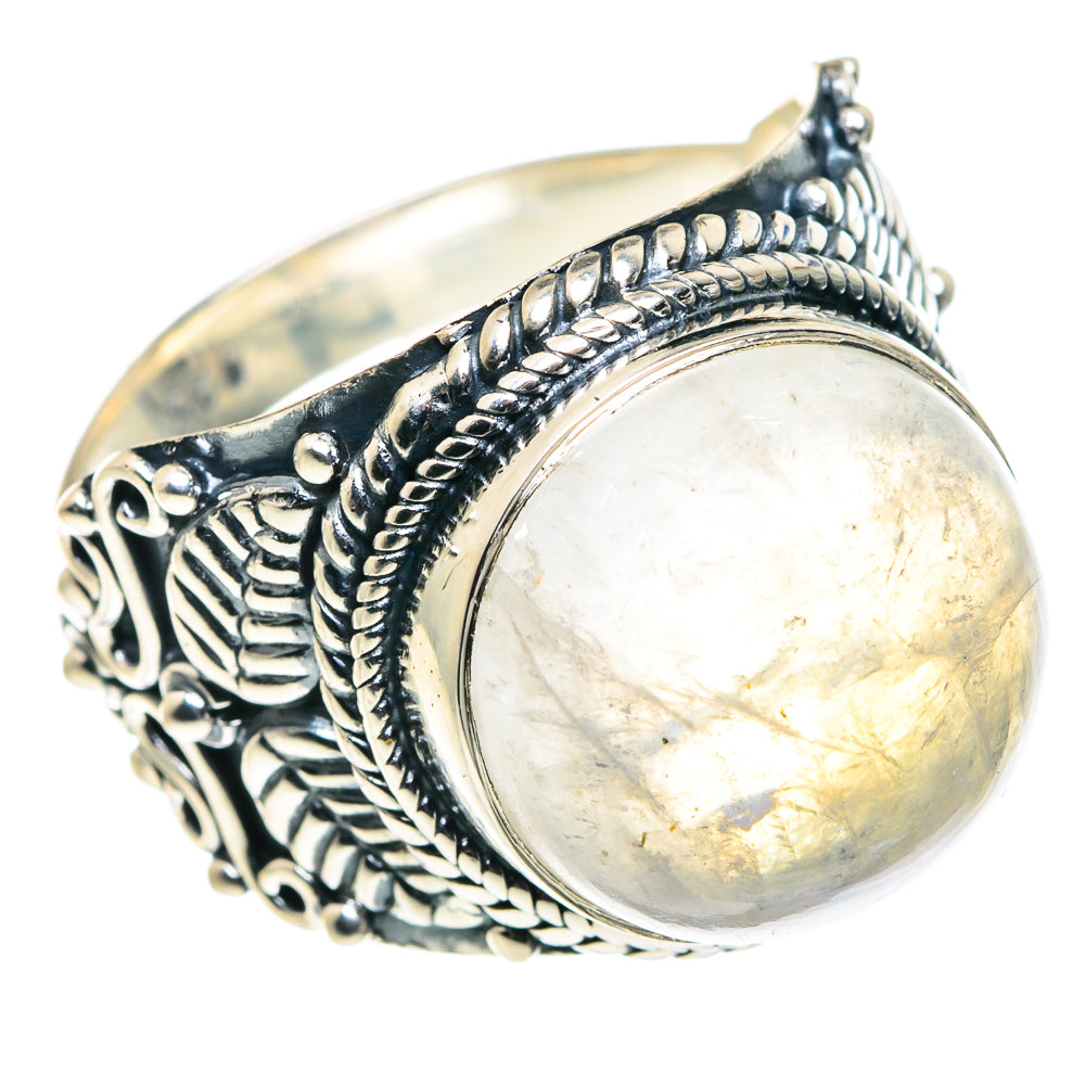 Rainbow Moonstone Rings handcrafted by Anasilvercos - RING92617