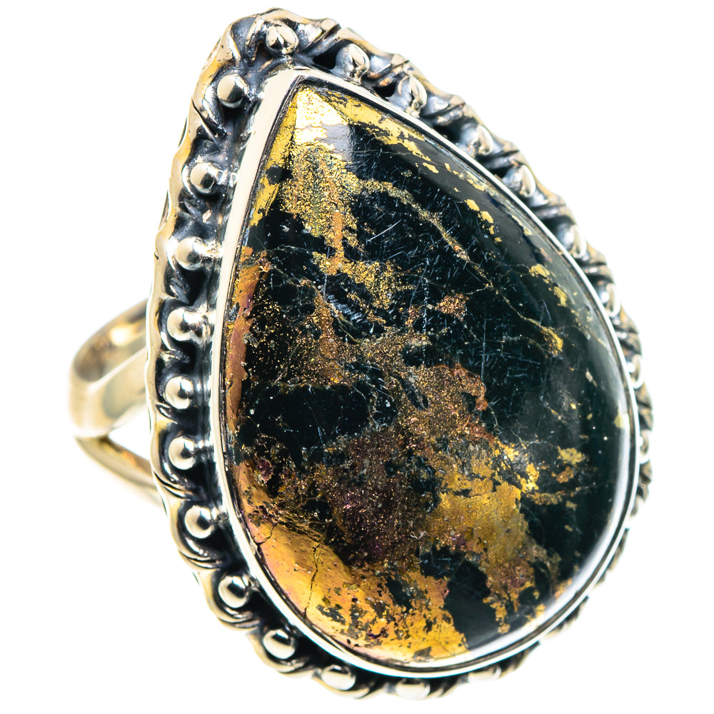 Pyrite In Black Onyx Rings handcrafted by Anasilvercos - RING92649