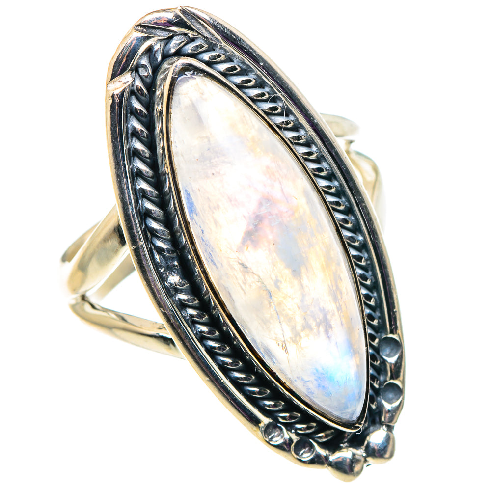 Rainbow Moonstone Rings handcrafted by Anasilvercos - RING92651